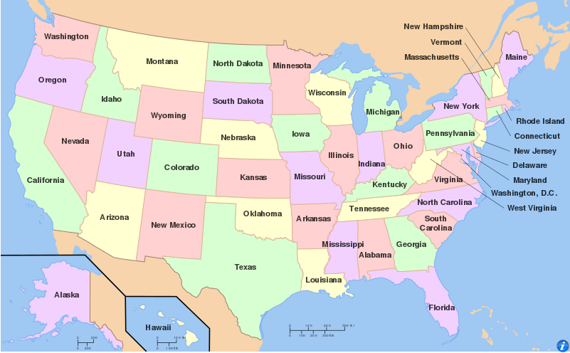 US states map